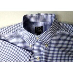 Jos.A Bank Mens Cotton Traveler Plaid Short Sleeve Dress Casual Shirt Size Large